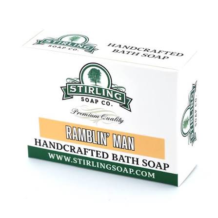 Stirling Soap Co. Ramblin' Man bath soap bar by Pasteur Pharmacy, 5.5 oz, with natural ingredients and rugged, masculine scent