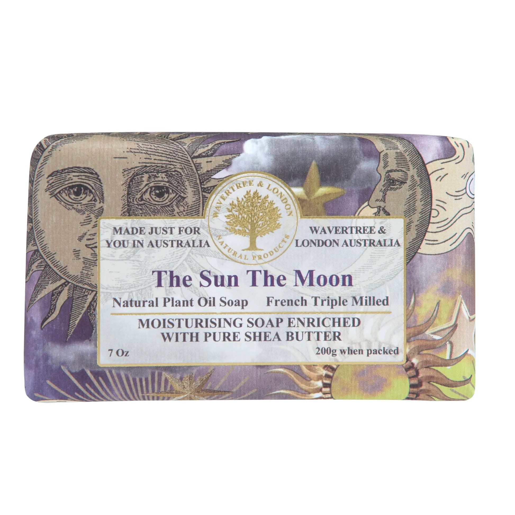 Pasteur Pharmacy The Sun & The Moon artisan bar soap, 7 oz, with natural ingredients and decorative packaging.