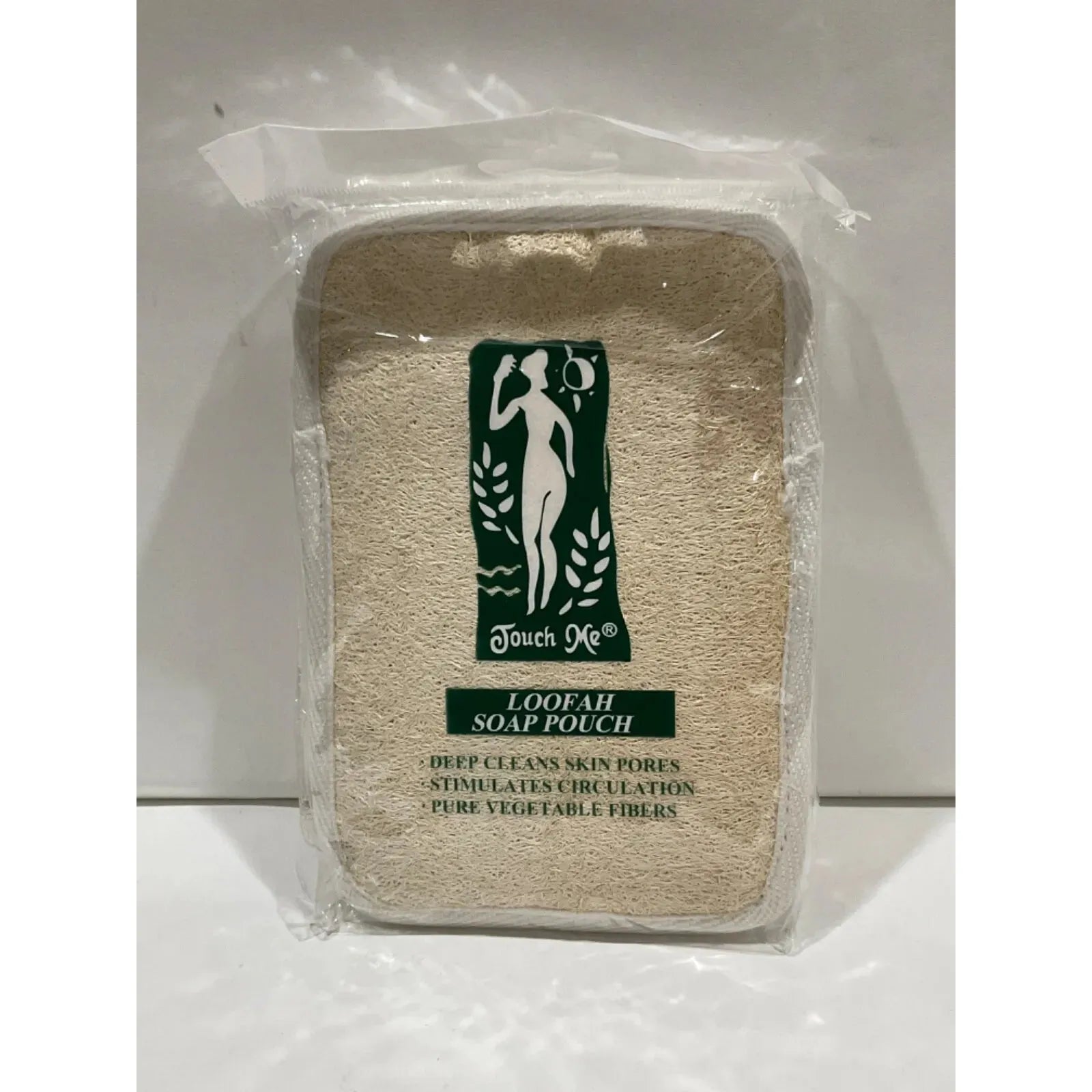 Touch Me Loofah Terry Soap Pouch, a bath accessory from Pasteur Pharmacy, featuring a soft terry cloth loofah for gentle cleansing.