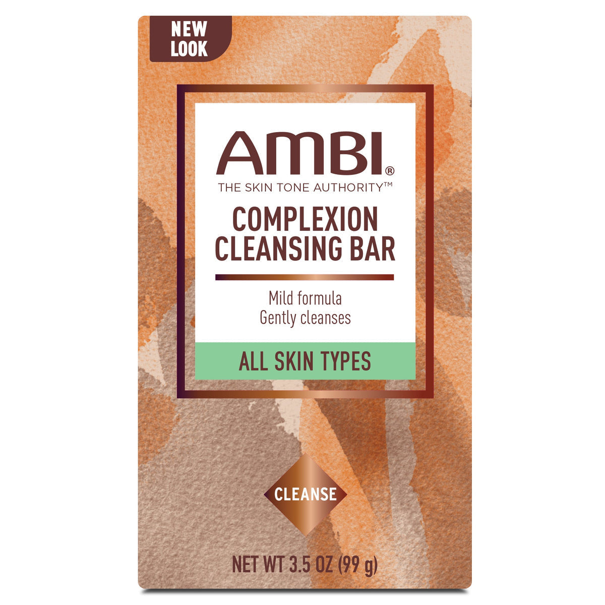 Ambi Cleansing Bar Soap for complexion, 3.5 oz, from Pasteur Pharmacy, shown with the soap bar and packaging in a bath and body setting.