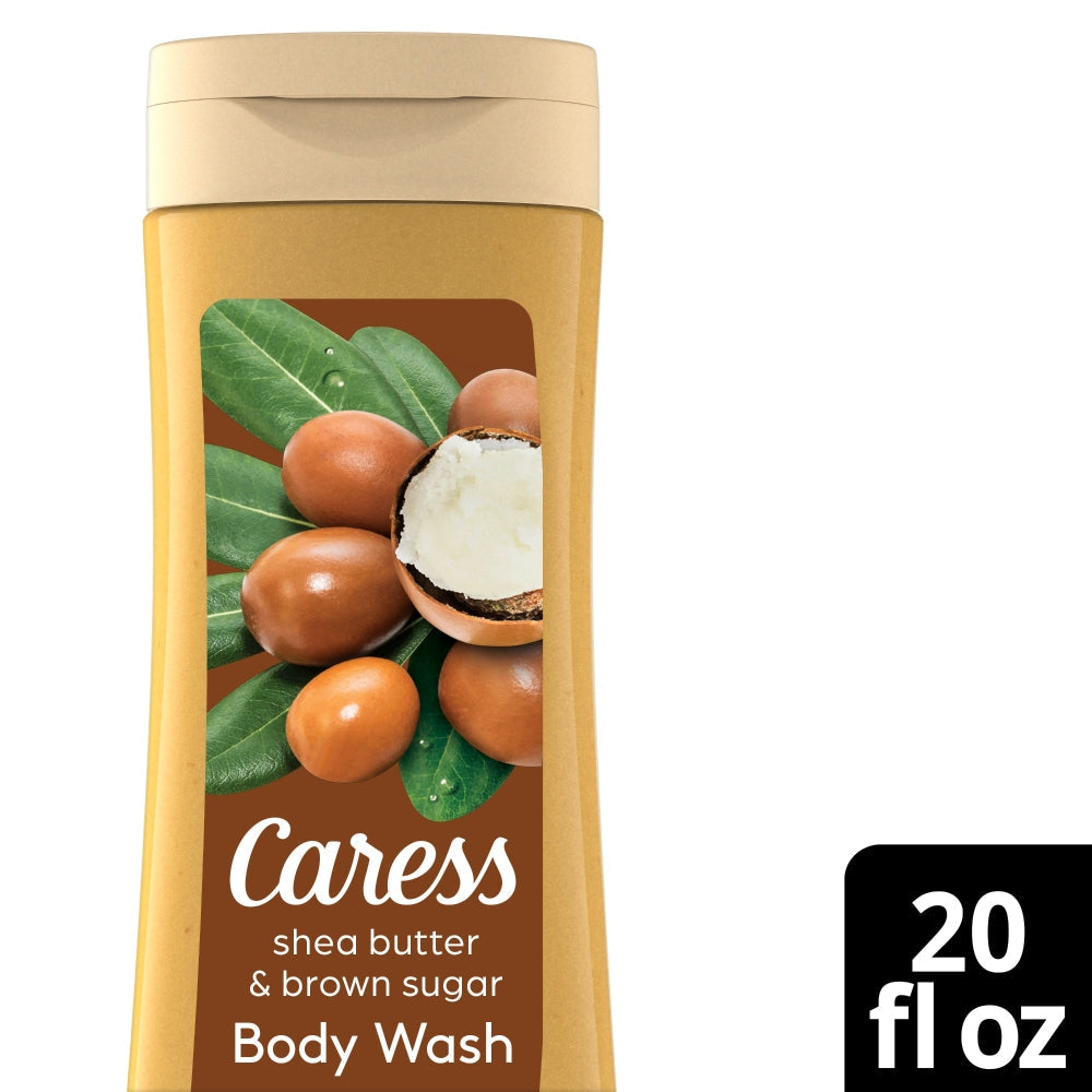 Caress Shea Butter & Brown Sugar Body Wash in 20 oz bottle, moisturizing bath and body product from Pasteur Pharmacy.