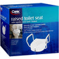 Carex E-Z Lock raised toilet seat with non-adjustable handles, designed for bathroom safety and accessibility.