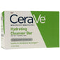 Cerave Hydrating Cleanser Bar 4.5 oz for gentle cleansing, shown in a white soap bar with blue branding on a clean surface.
