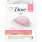 Dove Pink Beauty Bar 4.25 oz, two-pack, bath and body soap for soft, radiant skin, displayed in a natural setting