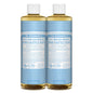 Dr. Bronner's Baby Mild Unscented Castile Liquid Soap in a 16 fl oz bottle, suitable for gentle bath and body use.