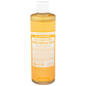 Dr. Bronner's Citrus Orange Castile Liquid Soap in a 16 fl oz bottle, natural bath and body product with fresh orange scent.