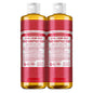 Dr. Bronner's Rose Castile Liquid Soap in a 16 fl oz bottle, natural bath and body product with a clear label and pump dispenser.