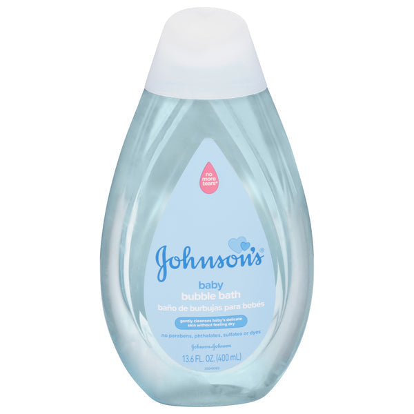 Johnson's Baby Bubble Bath in 13.6 fl oz bottle, gentle bath and body product for babies from Pasteur Pharmacy.