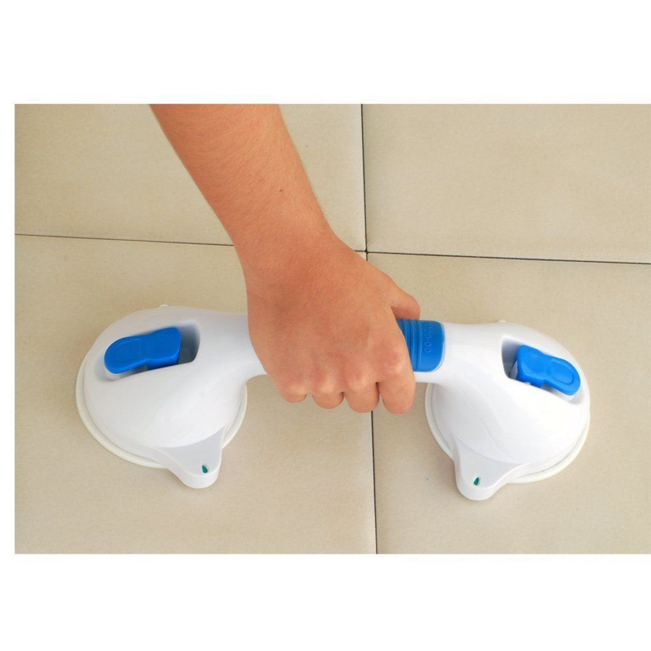 Nova 12-inch suction cup grab bar from Pasteur Pharmacy, secure bath safety handle with suction cups for stability.