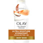 Olay Ultra Moisture Body Wash with Cocoa Butter in a pump bottle, designed for nourishing and hydrating skin during bath or shower.