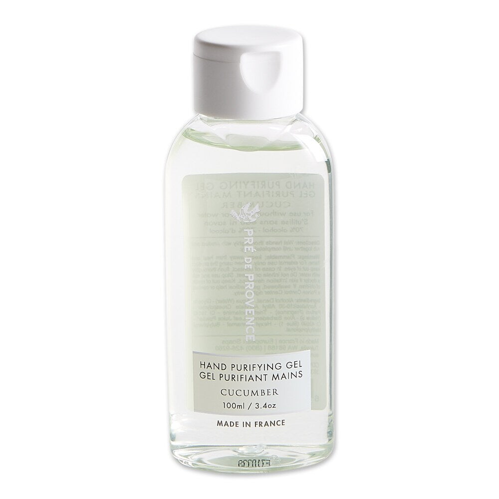 Pre de Provence Cucumber Hand Purifying Gel in 100ml bottle, natural bath and body product with fresh cucumber scent
