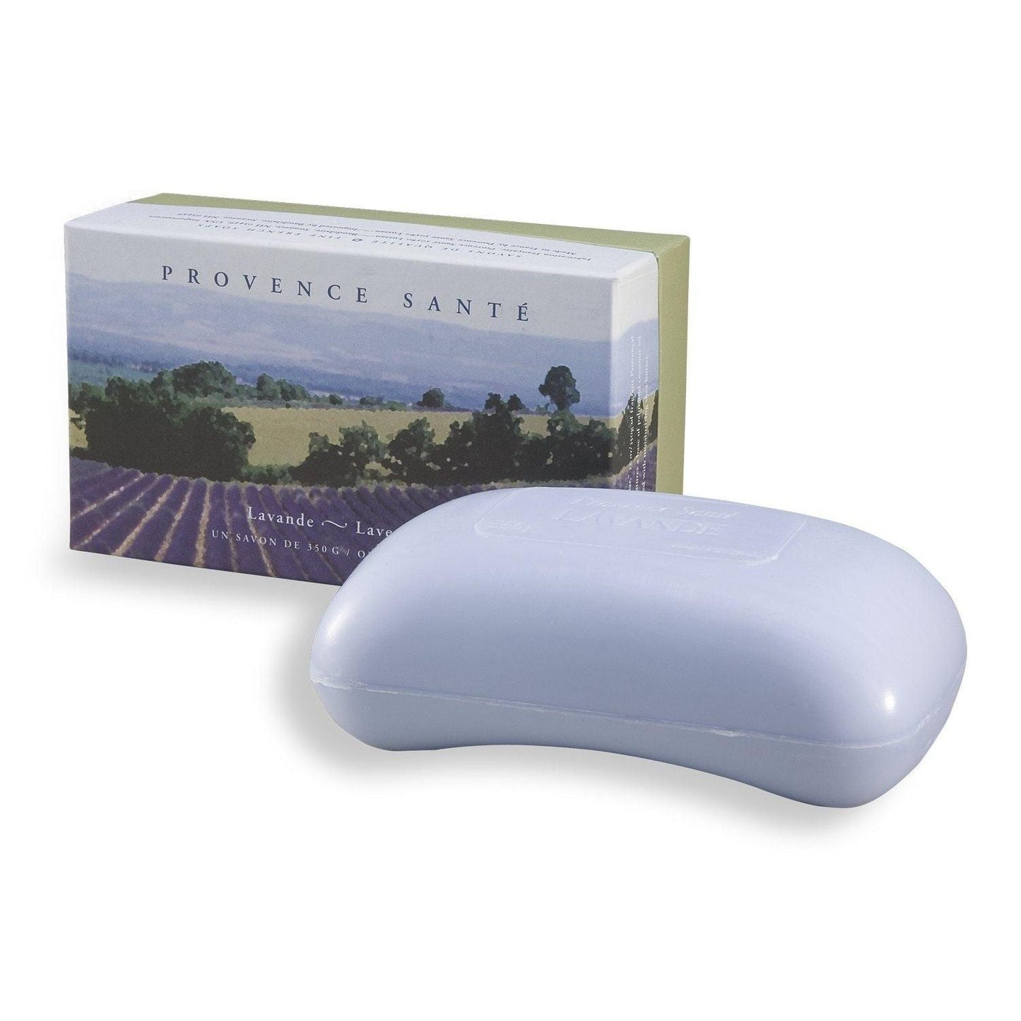 Two lavender-scented soap bars from Provence Sante in a gift set, ideal for bath and body care, by Pasteur Pharmacy.