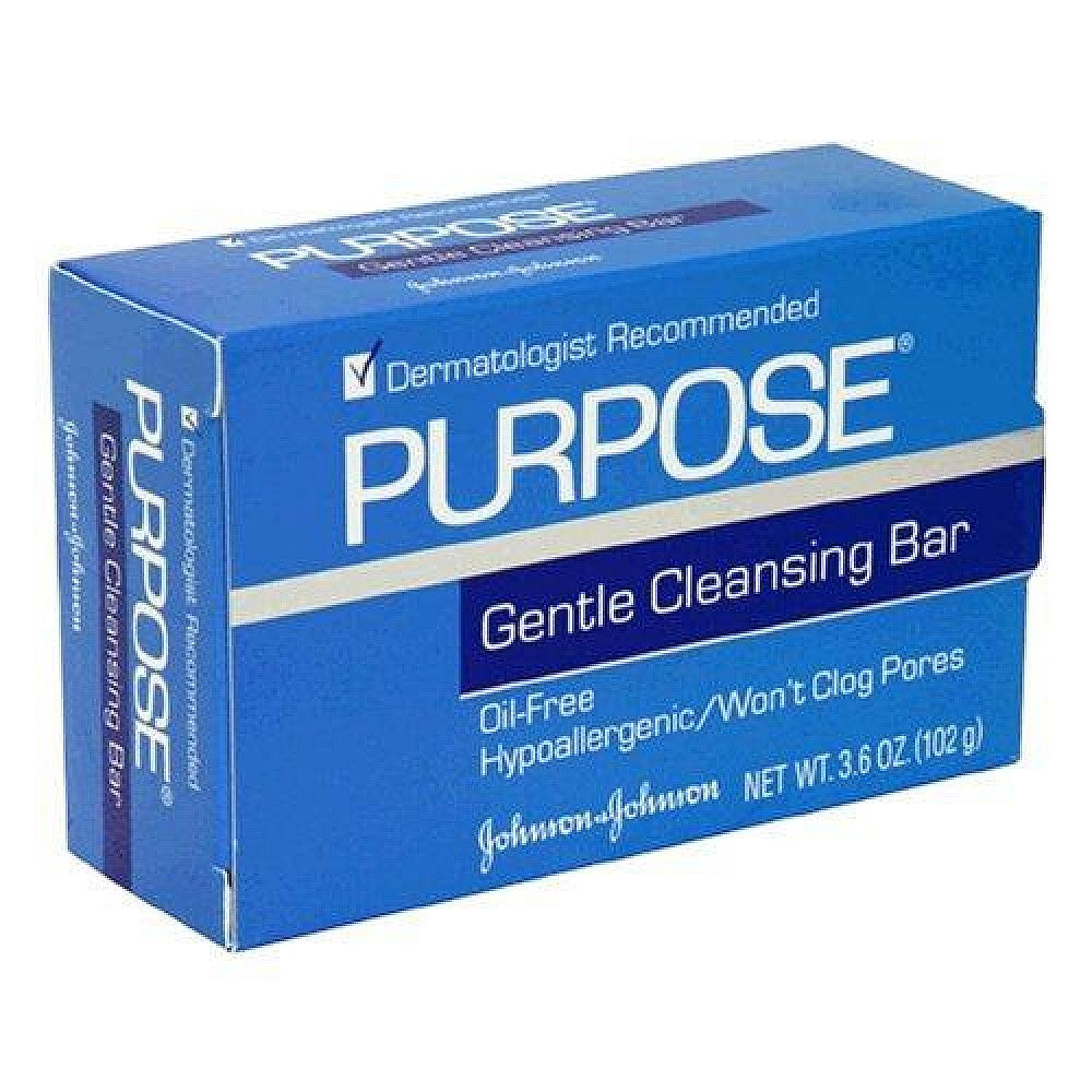 Pasteur Pharmacy Purpose Gentle Cleansing Bar for Bath & Body, showing a white soap bar with packaging.