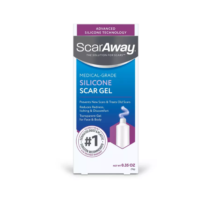 Pasteur Pharmacy ScarAway Medical Grade Silicone Gel in 0.35 oz tube, suitable for scar treatment and skin care.