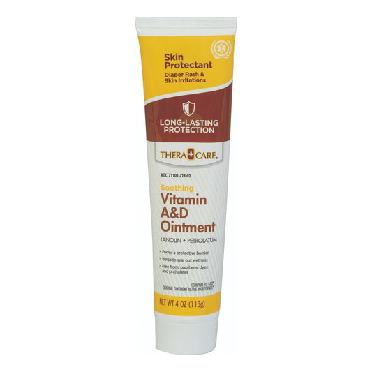 Thera Care Soothing Vitamin A&D Ointment in a 4 oz jar, ideal for skin relief, by Pasteur Pharmacy in bath and body care.
