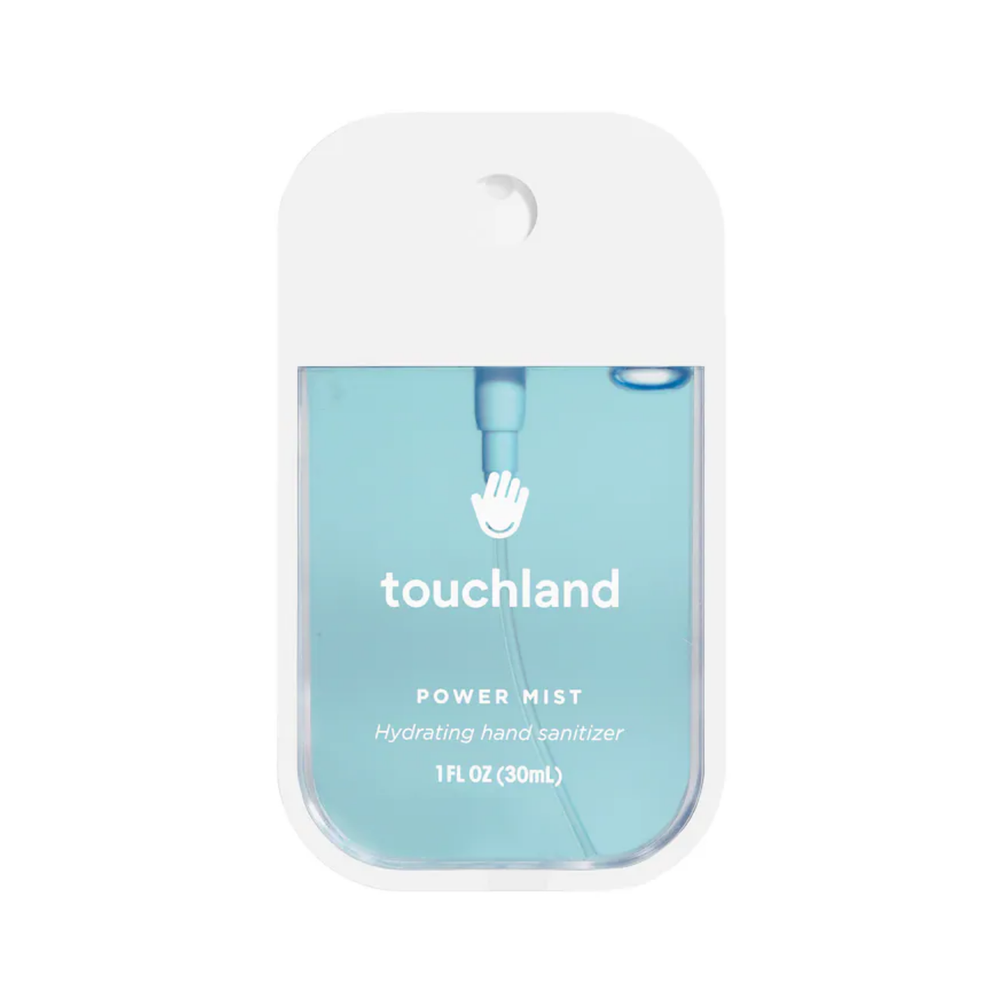 Touchland Beach Coco Power Mist hydrating hand sanitizer 30ml, a Bath & Body product with coconut scent and moisturizing formula.