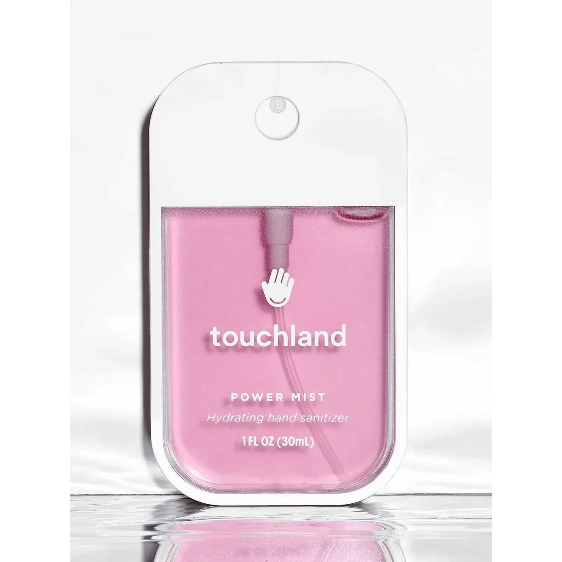 Touchland Berry Bliss Power Mist hydrating hand sanitizer in a 30ml spray bottle, from Pasteur Pharmacy's bath and body collection.