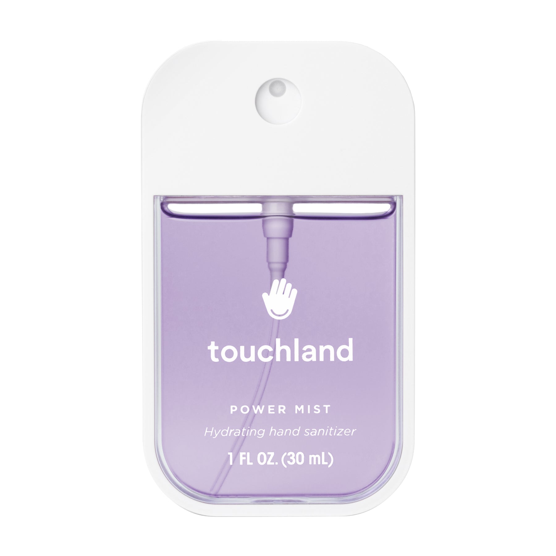 Touchland Pure Lavender Power Mist hydrating hand sanitizer in 30ml bottle from Pasteur Pharmacy, with lavender scent and moisturizing formula.