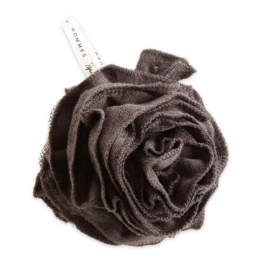 Urbana Spa Prive men's bamboo charcoal shower pouf for exfoliating and cleansing in the bath and body collection.