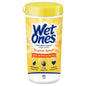 Wet Ones antibacterial hand wipes in Tropical Splash scent, 40-count canister, featuring soft, moist wipes for hand cleaning.