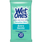 Wet Ones Sensitive Skin Hand Wipes Travel Pack by Pasteur Pharmacy, fragrance-free, 20-count, for gentle hand cleaning on the go.