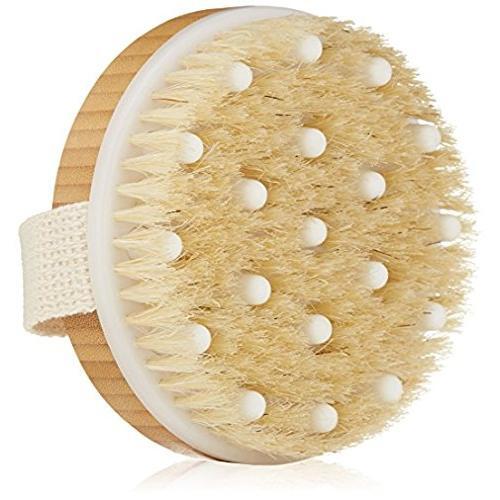 Pasteur Pharmacy Touch Me Dry/Wet Body Brush with natural boar's bristle for exfoliation, toxin removal, and stimulating blood circulation.