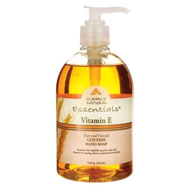 Pasteur Pharmacy Clearly Natural Vitamin E Glycerin Hand Soap in 12 oz bottle, moisturizing bath soap with vitamin E.