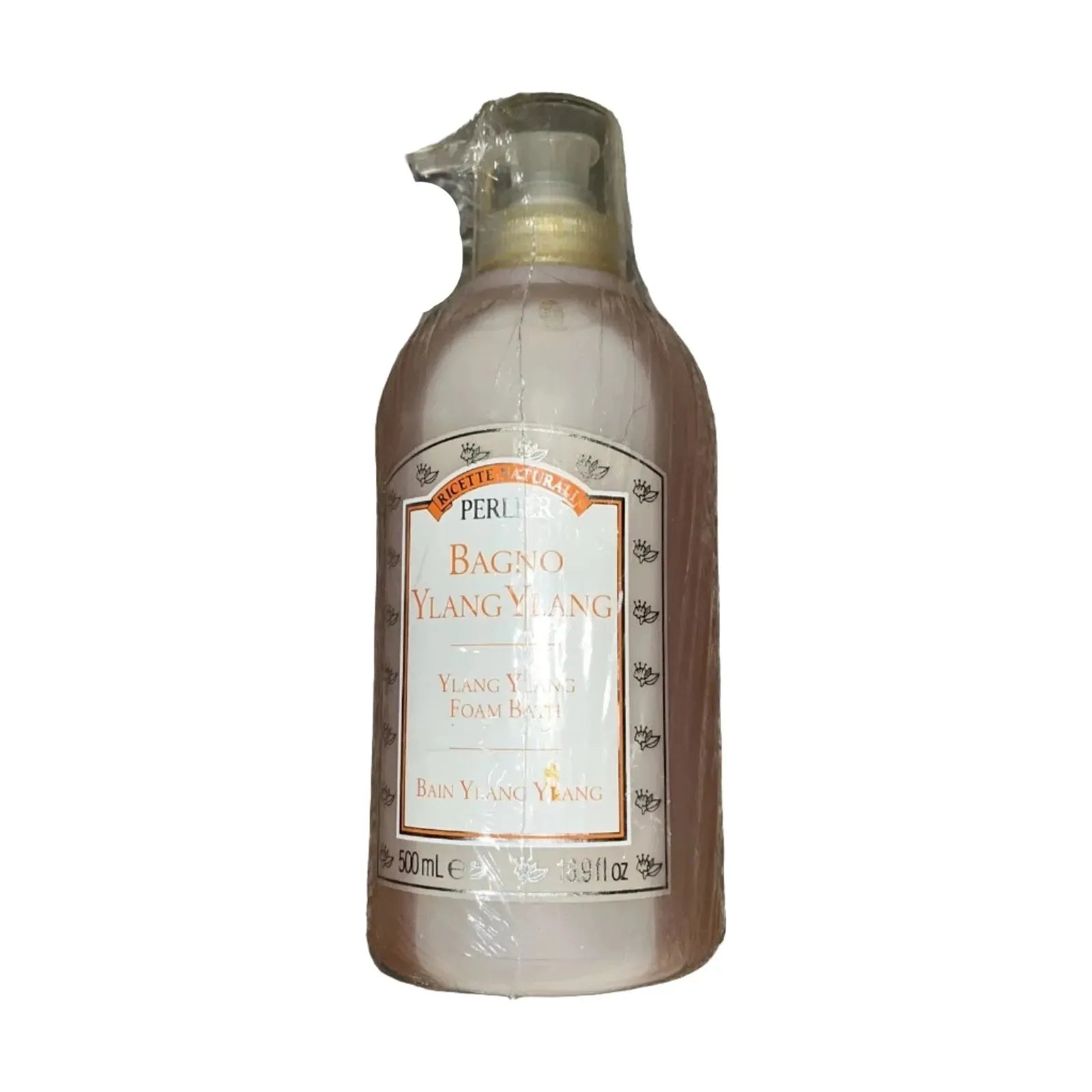 Perlier Ylang Ylang Bath Foam in a 500ml bottle, featuring floral scent and creamy foam, designed for a relaxing bath experience.