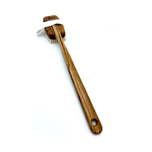 Dural Bath & Massage Brush with light natural bristles and olive wood handle for exfoliating and relaxing bath experiences.