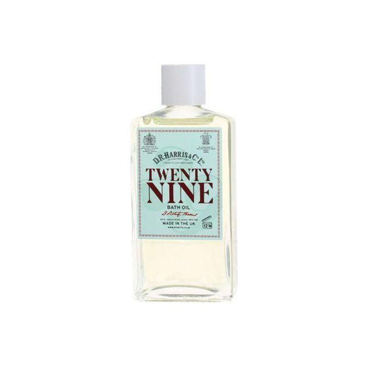 D. R. Harris & Co Twenty Nine Bath Oil in 100ml bottle, natural bath oil with soothing ingredients, from Pasteur Pharmacy.