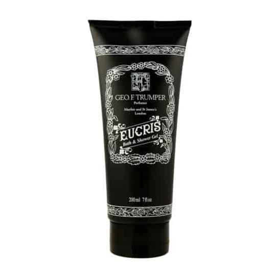 Geo. F. Trumper Eucris Bath & Shower Gel in 200ml bottle, creamy gel with elegant packaging, ideal for refreshing showers.