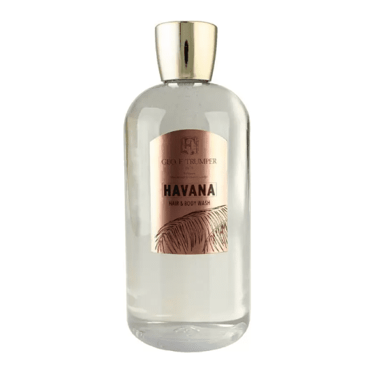 Geo F. Trumper Havana Bath & Shower Gel 100ml bottle with label, designed for luxurious cleansing and fresh scent.