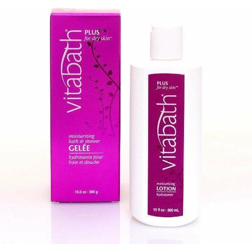Pasteur Pharmacy Vitabath Moisturizing Bath & Shower Gel for dry skin, 10.5 oz bottle with clear gel and floral scent.