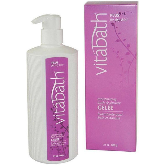 Pasteur Pharmacy Vitabath Moisturizing Bath & Shower Gel for dry skin, 21 oz bottle with clear gel and floral scent.