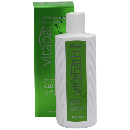 Pasteur Pharmacy Vitabath Original Spring Green moisturizing bath and shower gel in 10.5 oz bottle with a vibrant green label.