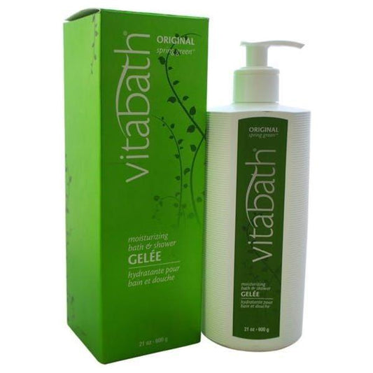 Vitabath Original Spring Green Moisturizing Bath & Shower Gel in 21 oz bottle, featuring vibrant green color and smooth gel texture