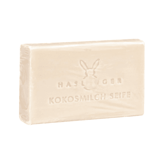 Haslinger Coconut Milk Bath Soap 100g with creamy coconut scent, natural ingredients, and gentle cleansing for relaxing bath experiences.