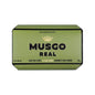 Musgo Real soap on a rope by Pasteur Pharmacy, classic-scent bath soap in a 6.7 oz size, hanging with textured surface.