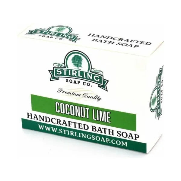 Stirling Soap Co. Coconut Lime Bath Soap in 5.5 oz bar, featuring a tropical coconut and lime scent with a creamy soap texture.