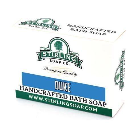 Stirling Soap Co. Duke Bath Soap 5.5 oz in a rectangular soap bar with a smooth surface, designed for a luxurious bath experience.