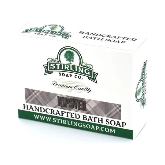 Stirling Soap Co. Hipster Bath Soap in 5.5 oz, natural bath soap with a handcrafted appearance and rustic packaging.