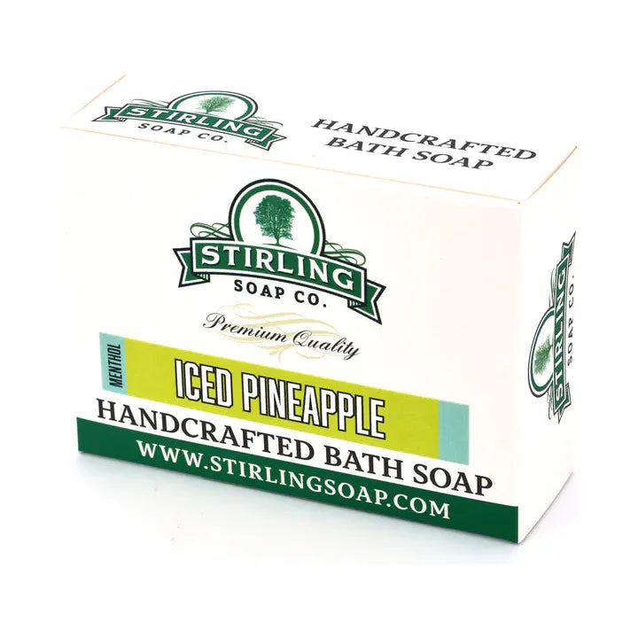 Stirling Soap Co. Iced Pineapple Menthol Bath Soap in 5.5 oz with a creamy lather and tropical pineapple scent.