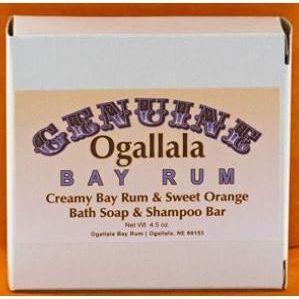 Pasteur Pharmacy Ogallala Bay Rum and Sweet Orange bath soap and shampoo bar, creamy 4.5 oz bar with natural ingredients.