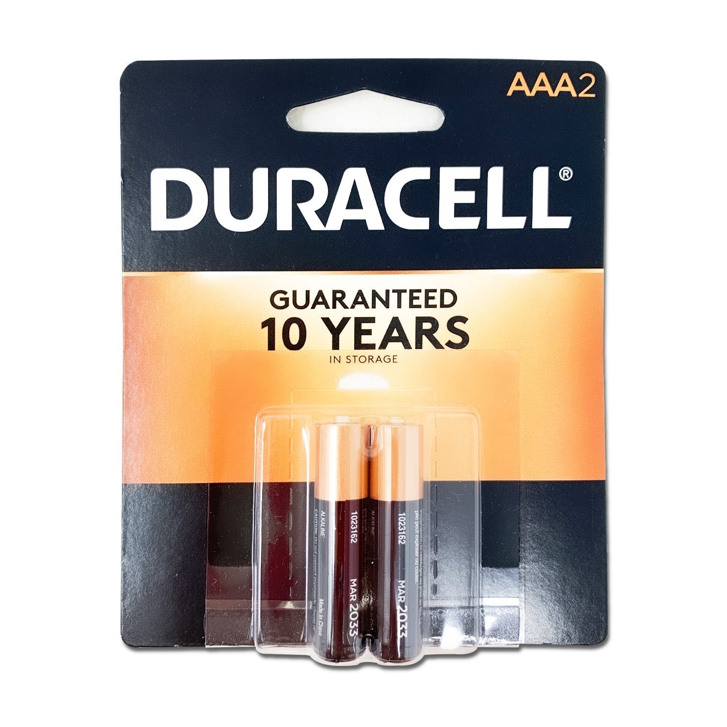 Duracell Coppertop AAA alkaline batteries, small cylindrical batteries for household devices, branded by Pasteur Pharmacy