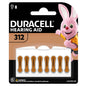 Duracell Zinc Air 312 1.5V hearing aid battery, small cylindrical battery with orange label, designed for hearing aids.