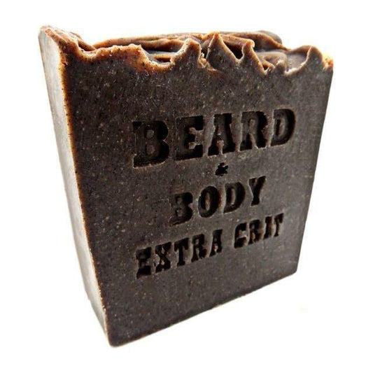 Honest Amish Extra Grit Beard and Body Soap in 5 oz, natural beard and body cleansing soap with exfoliating ingredients.