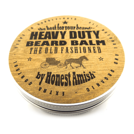 Honest Amish Heavy Duty Beard Balm and Conditioner in 4 oz jar, nourishing and conditioning thick beard hair naturally.
