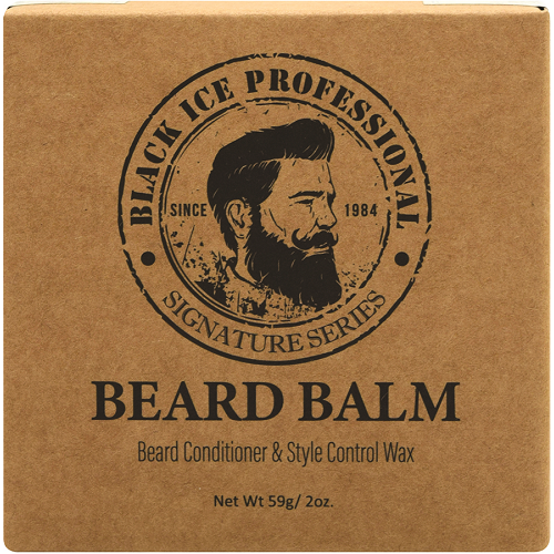 BlackIce Beard Balm by Pasteur Pharmacy in 2 oz container, smooths and styles beard with natural ingredients.