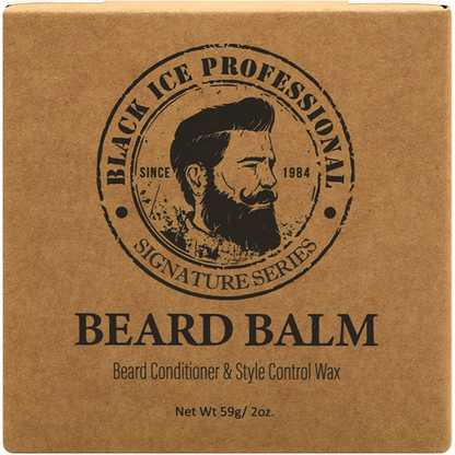 BlackIce Beard Balm by Pasteur Pharmacy in 2 oz container, smooths and styles beard with natural ingredients.