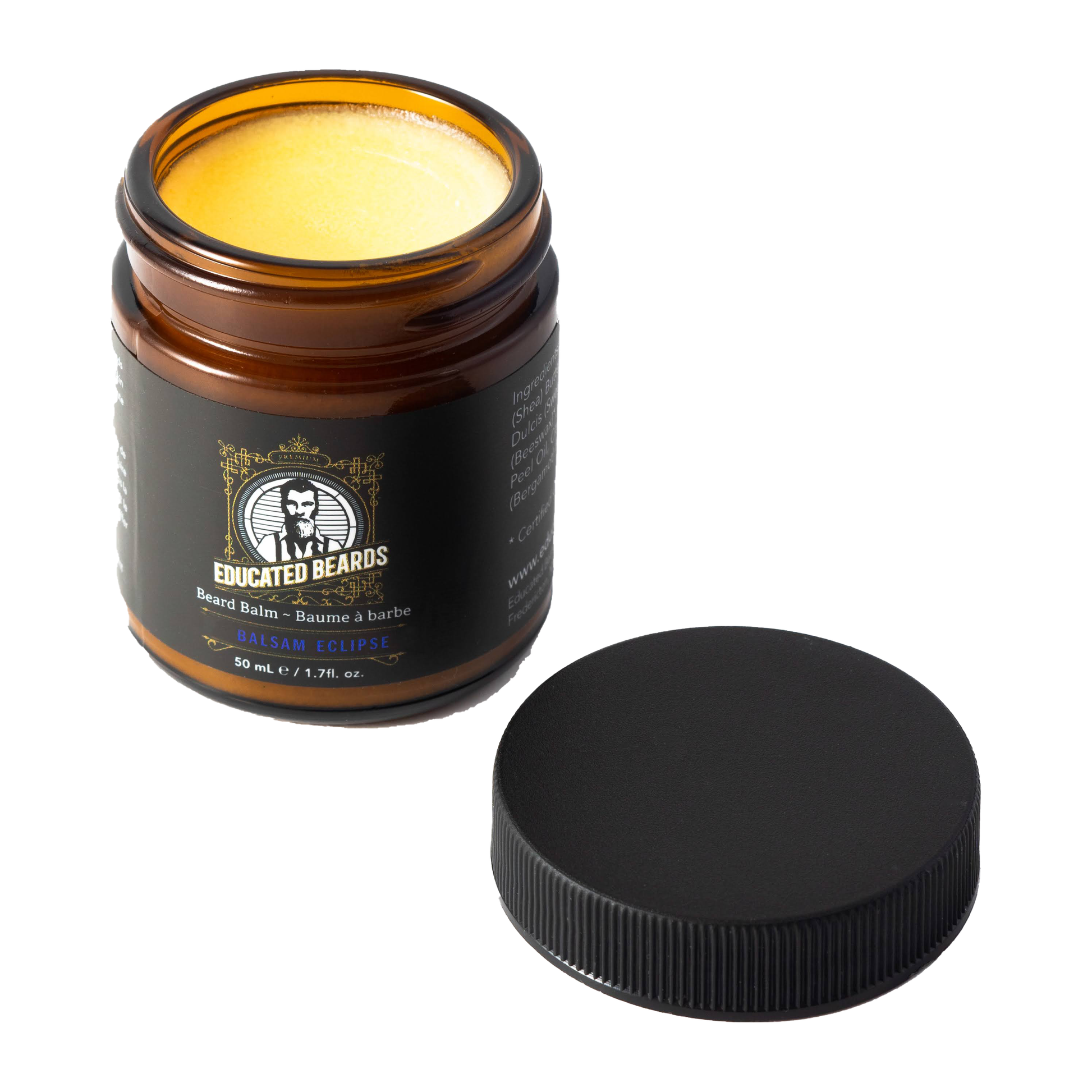 Educated Beards Eclipse Beard Balm by Pasteur Pharmacy in a 50ml jar, designed for nourishing and styling beards.